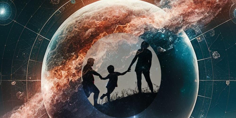 Familie im Zentrum des Universums