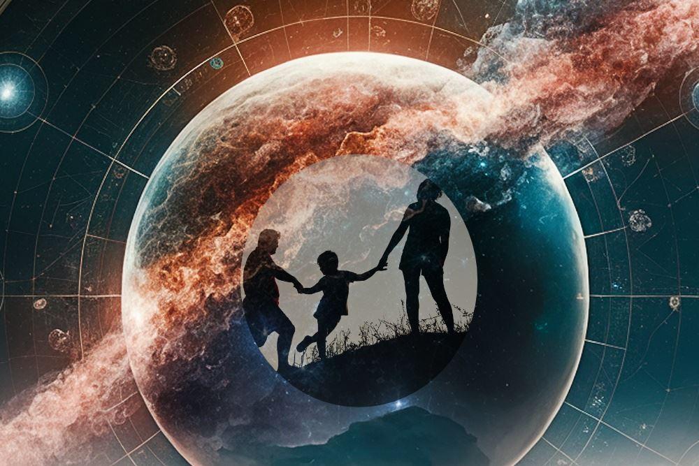 Familie im Zentrum des Universums