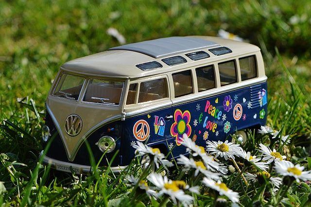 Flower Power Bus in Blumenwiese