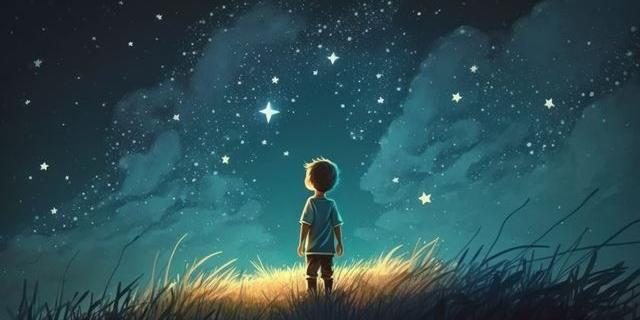 Kind unter dem Sternenhimmel